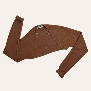 RSQ Brown Ribbed Cropped Shrug Cardigan